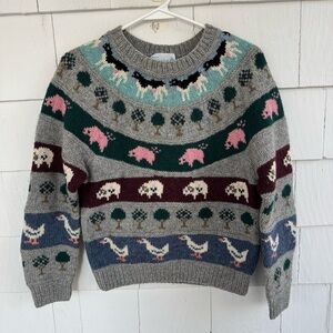 Deans of Scotland Vintage Wool Crewneck Animal Sweater size Small